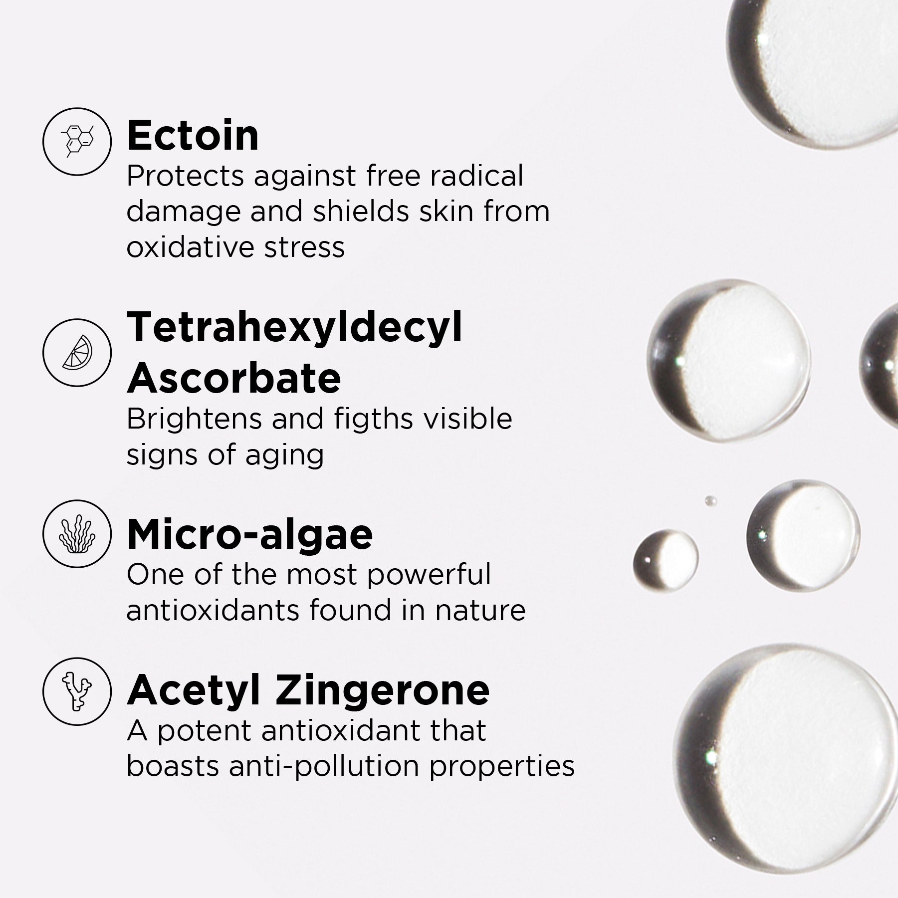 texture shot with list of benefits